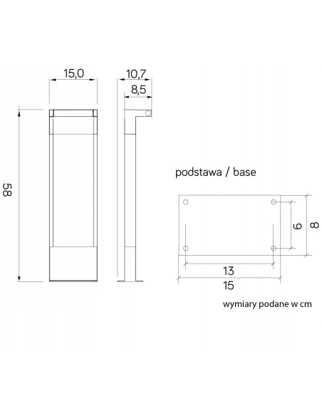 Słup oświetleniowy Rota RT-580, Regulowany, 10W LED, Szary, IP54 - Nowoczesny Design do Ogrodu i Alejek