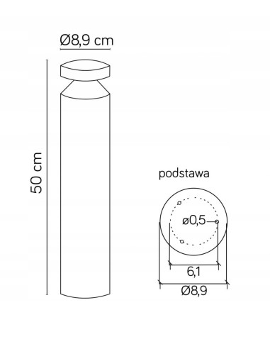 Lampa ogrodowa Delta 50 cm - Elegancka lampa LED szara, IP44, 440 lumenów, idealna do oświetlenia drogi dojazdowej