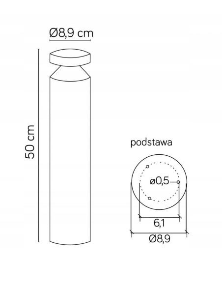 Lampa ogrodowa Delta 50 cm - Elegancka lampa LED szara, IP44, 440 lumenów, idealna do oświetlenia drogi dojazdowej