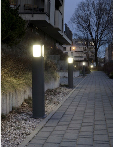 Nowoczesny słupek oświetleniowy Tales E27, szary, 100 cm, elegancki i wytrzymały do przestrzeni zewnętrznych