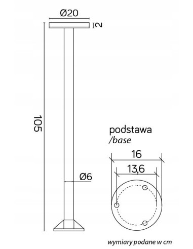 Lampa ogrodowa Rondo II LED - czarna, 105 cm, regulacja barwy światła, IP65, 1140 Lumenów, nowoczesny design.