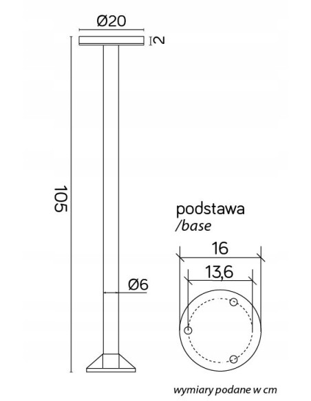 Lampa ogrodowa Rondo II LED - czarna, 105 cm, regulacja barwy światła, IP65, 1140 Lumenów, nowoczesny design.