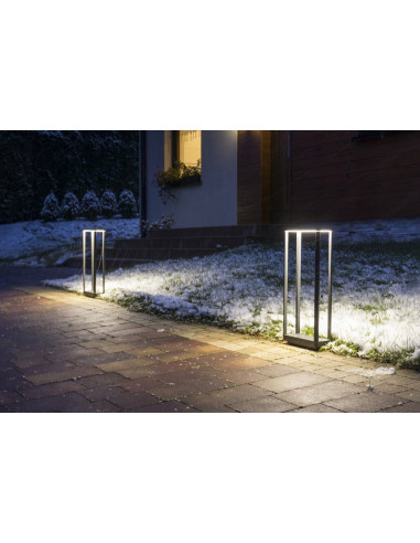 Elegancki słupek oświetleniowy LED ARMA AR-500 w prostokątnej aluminiowej ramie do ogrodu i przestrzeni zewnętrznych