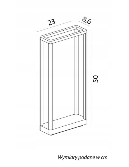 Elegancki słupek oświetleniowy LED ARMA AR-500 w prostokątnej aluminiowej ramie do ogrodu i przestrzeni zewnętrznych