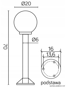 Stojąca lampa ogrodowa Kule E27 70 cm – elegancki okrągły klosz, biało-czarna, idealna do oświetlenia alejek i ścieżek. 2