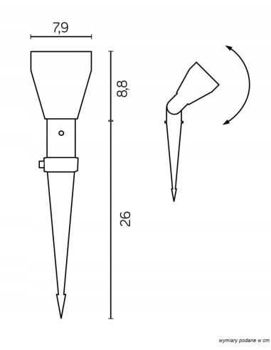 Reflektor ogrodowy PRIT GU10 z regulacją światła, czarny, IP55, idealny do ogrodów i tarasów