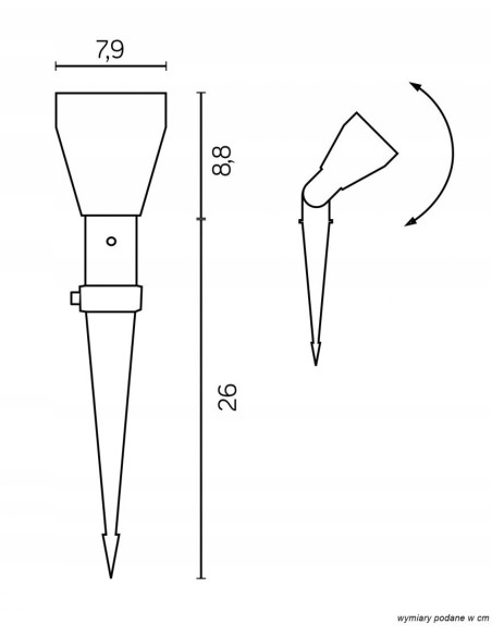 Reflektor ogrodowy PRIT GU10 z regulacją światła, czarny, IP55, idealny do ogrodów i tarasów