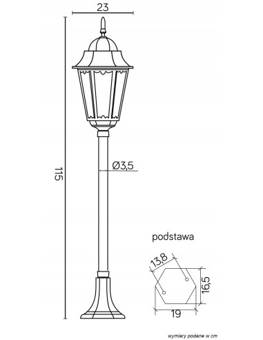 Lampa tarasowa Retro Classic II K 5002/2 H - elegancki słupek aluminiowy 115 cm, czarna, E27, IP43