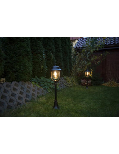 Lampa stojąca Prince K 5002/3/O E27, czarna, klasyczna, aluminiowa, 87 cm do ogrodu i tarasu