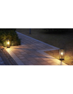 Nowoczesna lampa ogrodowa PORTO IP65 z prostokątną ramą i okrągłym kloszem, czarna - styl i funkcjonalność w ogrodzie