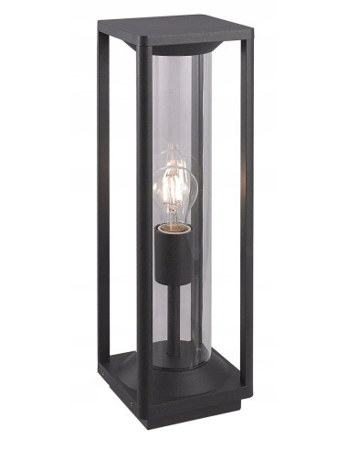 Nowoczesna lampa ogrodowa PORTO IP65 z prostokątną ramą i okrągłym kloszem, czarna - styl i funkcjonalność w ogrodzie