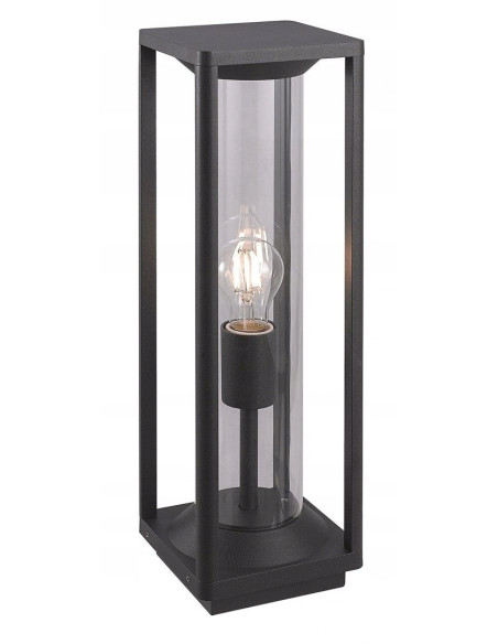 Nowoczesna lampa ogrodowa PORTO IP65 z prostokątną ramą i okrągłym kloszem, czarna - styl i funkcjonalność w ogrodzie