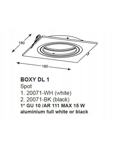 Kwadratowa Oprawa Sufitowa Zumaline Boxy DL 1, Biała, Regulowana, Energooszczędna z Designem Nowoczesnym