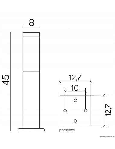 Lampa ogrodowa Inox 45 cm z stali nierdzewnej, czarna, IP44 - energooszczędna oprawa od Su-ma