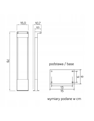 Lampa zewnętrzna Su-ma Rota RT-780 z regulacją – elegancka aluminiowa lampa LED do ogrodu i tarasu, IP54.