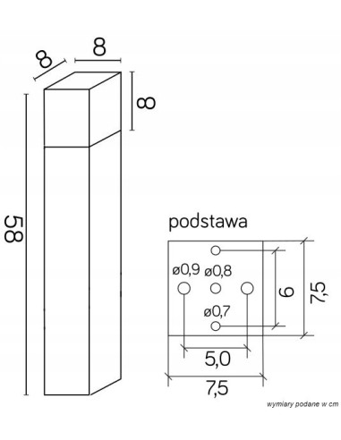 Lampa ogrodowa CUBE 58 cm, szary aluminium, energoszczędna, IP44, do oświetlenia ścieżek i przestrzeni zewnętrznych