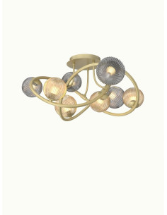 Elegancki plafon METZ w bursztynowo-szarej kolorystyce, 8xG9, 3120 lumenów, idealny do nowoczesnych wnętrz.