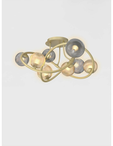 Elegancki plafon METZ w bursztynowo-szarej kolorystyce, 8xG9, 3120 lumenów, idealny do nowoczesnych wnętrz.