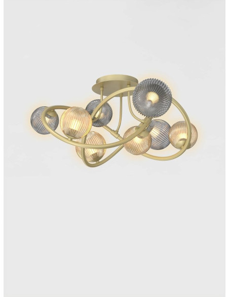 Elegancki plafon METZ w bursztynowo-szarej kolorystyce, 8xG9, 3120 lumenów, idealny do nowoczesnych wnętrz.