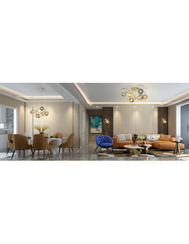 Elegancki plafon METZ w bursztynowo-szarej kolorystyce, 8xG9, 3120 lumenów, idealny do nowoczesnych wnętrz.