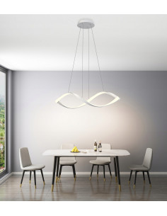 Lampa wisząca LED AVIANO - elegancka lampa w kształcie nieskończoności, regulacja, ciepłe białe światło, idealna do wnętrz.