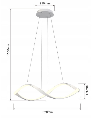 Lampa wisząca LED AVIANO - elegancka lampa w kształcie nieskończoności, regulacja, ciepłe białe światło, idealna do wnętrz.