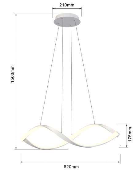 Lampa wisząca LED AVIANO - elegancka lampa w kształcie nieskończoności, regulacja, ciepłe białe światło, idealna do wnętrz.
