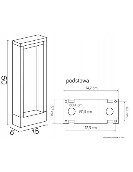 Lampa zewnętrzna LED FORM YB19503, 50 cm, szara z regulacją barwy światła, IP54, idealna do schodów i ścieżek.