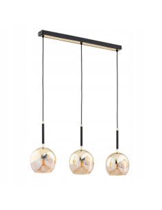 Lampa wisząca PRADA w colorze złotym i czarnym, nowoczesny żyrandol z trzema źródłami światła, styl glamour.