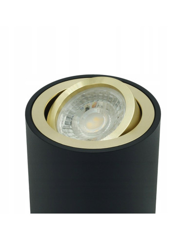 Elegancka oprawa sufitowa GU10 w czarnym i złotym kolorze – Tuba NERO od Auhilon Deco Lighting, 8,4 cm