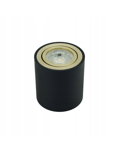 Elegancka oprawa sufitowa GU10 w czarnym i złotym kolorze – Tuba NERO od Auhilon Deco Lighting, 8,4 cm