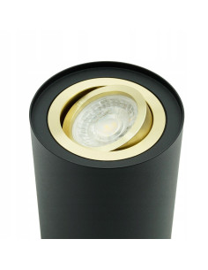 Elegancka tuba sufitowa CRONO 12,5 cm czarno-złota z regulacją kąta świecenia do wnętrz domowych i biurowych