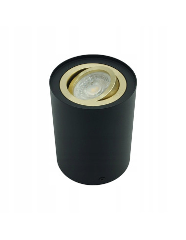 Elegancka tuba sufitowa CRONO 12,5 cm czarno-złota z regulacją kąta świecenia do wnętrz domowych i biurowych