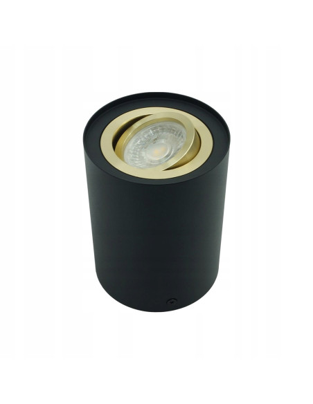 Elegancka tuba sufitowa CRONO 12,5 cm czarno-złota z regulacją kąta świecenia do wnętrz domowych i biurowych