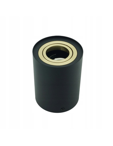 Elegancka tuba sufitowa CRONO 12,5 cm czarno-złota z regulacją kąta świecenia do wnętrz domowych i biurowych