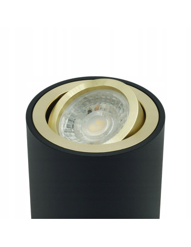 Elegancka oprawa sufitowa GU10 w czarnym i złotym kolorze – Tuba NERO od Auhilon Deco Lighting, 8,4 cm