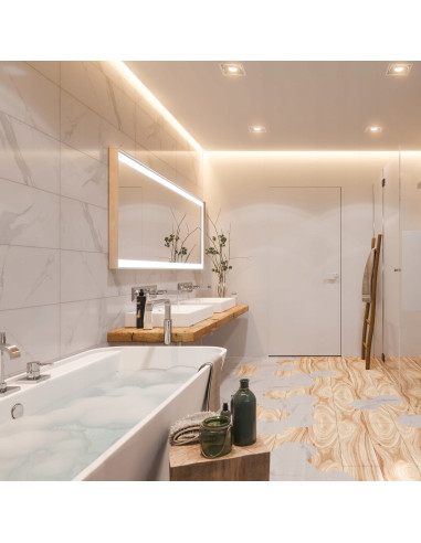 Oprawa halogenowa METIS 2xGU10, wpuszczana, biała – nowoczesne oświetlenie do łazienki, kuchni i salonu