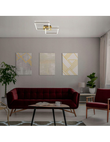 Nowoczesna lampa sufitowa Briloner LED w metalicznym złotym brązie, ściemniana, idealna do sypialni i salonu.