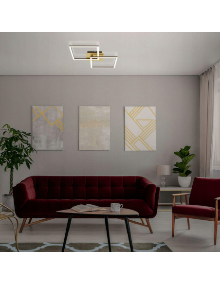 Nowoczesna lampa sufitowa Briloner LED w metalicznym złotym brązie, ściemniana, idealna do sypialni i salonu.