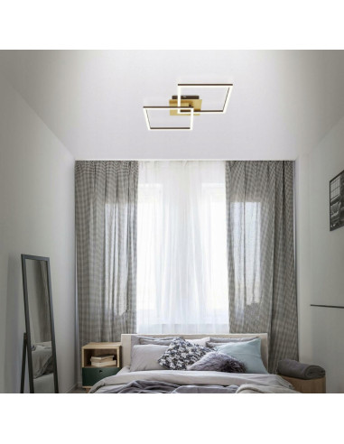 Nowoczesna lampa sufitowa Briloner LED w metalicznym złotym brązie, ściemniana, idealna do sypialni i salonu.