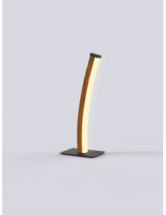 Lampa stojąca BOLOGNA LED w imitacji drewna, regulowane oświetlenie, elegancka, czarno-brązowa, 38 cm. 2