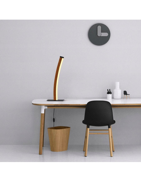 Lampa stojąca BOLOGNA LED w imitacji drewna, regulowane oświetlenie, elegancka, czarno-brązowa, 38 cm.