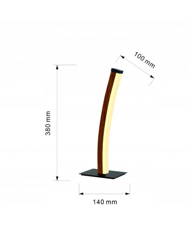 Lampa stojąca BOLOGNA LED w imitacji drewna, regulowane oświetlenie, elegancka, czarno-brązowa, 38 cm.