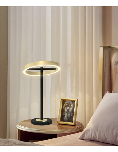 Nowoczesna lampka stojąca BREST z dotykowym ściemniaczem, czarna i złota, z LED - styl i funkcjonalność w jednym.