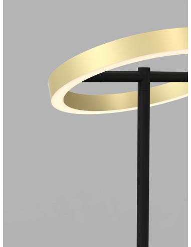 Nowoczesna lampka stojąca BREST z dotykowym ściemniaczem, czarna i złota, z LED - styl i funkcjonalność w jednym.