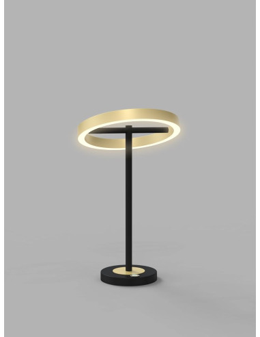 Nowoczesna lampka stojąca BREST z dotykowym ściemniaczem, czarna i złota, z LED - styl i funkcjonalność w jednym.