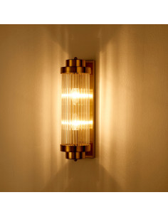 Lampa ścienna STELO M w kolorze złotym z szklanym kloszem E14 - elegancki kinkiet do sypialni i salonu