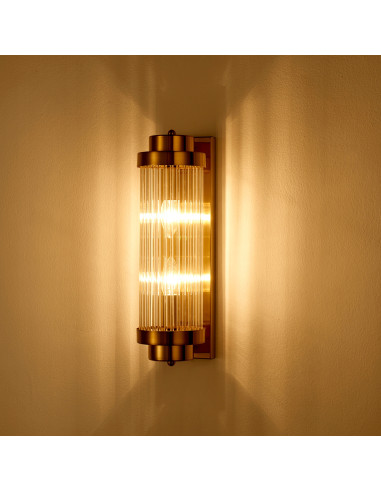 Lampa ścienna STELO M w kolorze złotym z szklanym kloszem E14 - elegancki kinkiet do sypialni i salonu