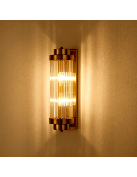 Lampa ścienna STELO M w kolorze złotym z szklanym kloszem E14 - elegancki kinkiet do sypialni i salonu