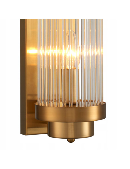 Lampa ścienna STELO M w kolorze złotym z szklanym kloszem E14 - elegancki kinkiet do sypialni i salonu